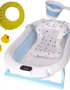 KidsCare Cadita pliabila pentru bebelusi Albastra cu termometru perna reductor jucarii protectie cap cana pliabila