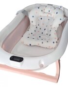 KidsCare Cadita pliabila pentru bebelusi Roz cu suport metalic termometru perna reductor jucarii protectie cap cana pliabila