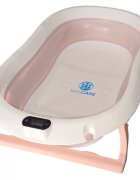 KidsCare Cadita pliabila pentru bebelusi Roz cu suport metalic termometru perna reductor jucarii protectie cap cana pliabila
