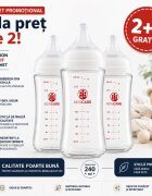 KidsCare Pachet 3 biberoane din sticla borosilicata cu tetina din silicon 3 x 240 ml