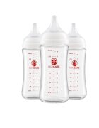 KidsCare Pachet 3 biberoane din sticla borosilicata cu tetina din silicon 3 x 240 ml