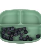 KidsCare Set hranire bebe din silicon 1 farfurie compartimentata cu ventuza 2 lingurite marimi diferite fara BPA verde