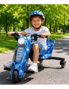 KidsCare Tricicleta electrica pentru copii Drift 360 E600 Mini Albastru motor 150W viteza maxima 15 kmh baterie 36V 2.4Ah lumini LED roti drift kit de protectie inclus