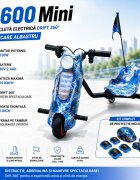 KidsCare Tricicleta electrica pentru copii Drift 360 E600 Mini Albastru motor 150W viteza maxima 15 kmh baterie 36V 2.4Ah lumini LED roti drift kit de protectie inclus