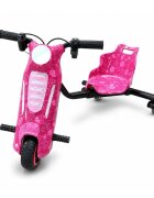 KidsCare Tricicleta electrica pentru copii Drift 360 E600 Mini Roz motor 150W viteza maxima 15 kmh baterie 36V 2.4Ah lumini LED roti drift kit de protectie inclus