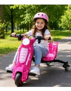 KidsCare Tricicleta electrica pentru copii Drift 360 E600 Mini Roz motor 150W viteza maxima 15 kmh baterie 36V 2.4Ah lumini LED roti drift kit de protectie inclus