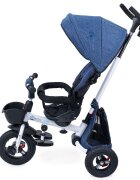 KidsCare Tricicleta pentru copii Davos Albastru pliabila scaun rotativ spatar reglabil pozitie somn maner reglabil pe inaltime suport pentru pahar