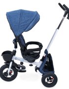 KidsCare Tricicleta pentru copii Davos Albastru pliabila scaun rotativ spatar reglabil pozitie somn maner reglabil pe inaltime suport pentru pahar