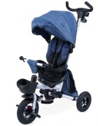 KidsCare Tricicleta pentru copii Davos Albastru pliabila scaun rotativ spatar reglabil pozitie somn maner reglabil pe inaltime suport pentru pahar