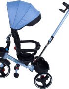 KidsCare Tricicleta pentru copii Impera Albastru pliabila scaun rotativ copertina de soare maner pentru parinti roti din cauciuc dispozitiv de franare suport pentru pahar si cos depozitare jucarii