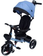 KidsCare Tricicleta pentru copii Impera Albastru pliabila scaun rotativ copertina de soare maner pentru parinti roti din cauciuc dispozitiv de franare suport pentru pahar si cos depozitare jucarii