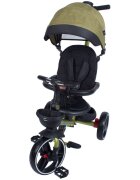 KidsCare Tricicleta pentru copii Impera Kaki pliabila scaun rotativ copertina de soare maner pentru parinti roti din cauciuc dispozitiv de franare suport pentru pahar si cos depozitare jucarii