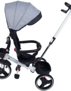 KidsCare Tricicleta pentru copii Impera pliabila cu scaun rotativ copertina de soare maner pentru parinti gri roti din cauciuc dispozitiv de franare suport pentru pahar si cos depozitare jucarii