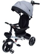 KidsCare Tricicleta pentru copii Impera pliabila cu scaun rotativ copertina de soare maner pentru parinti gri roti din cauciuc dispozitiv de franare suport pentru pahar si cos depozitare jucarii