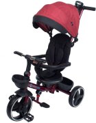 KidsCare Tricicleta pentru copii Impera Rosu pliabila scaun rotativ copertina de soare maner pentru parinti roti din cauciuc dispozitiv de franare suport pentru pahar si cos depozitare jucarii