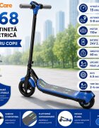 KidsCare Trotineta electrica pentru copii E68 Albastru motor 110W baterie 24V 2.5 Ah viteza 15 kmh bluetooth si lumini