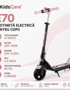 KidsCare Trotineta electrica pentru copii E70 Roz motor 130W baterie 24V 2.5Ah viteza 14 kmh lumini