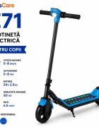 KidsCare Trotineta electrica pentru copii E71 Albastru motor 110W baterie 24V 2.5Ah viteza 12-15 kmh bluetooth lumini