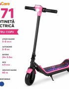 KidsCare Trotineta electrica pentru copii E71 Roz motor 110W baterie 24V 2.5Ah viteza 12-15 kmh bluetooth lumini