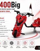 KidsCare Vehicul electric pentru copii Drift 360 E400Big Rosu motor 250W viteza 20 kmh baterie 36V 3.6Ah lumini LED kit de protectie inclus