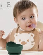 Kidscenter Castron din silicon cu ventuza antiderapanta BPA free 6+ luni verde