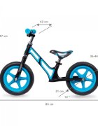 Kidwell Bicicleta copii fara pedale Comet Black Blue 12 inch cu cadru din magneziu roti din spuma EVA scaun reglabil pe inaltime de la 36-44 cm de la 3 ani inaltimea recomandata 80-120 cm