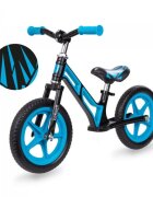 Kidwell Bicicleta copii fara pedale Comet Black Blue 12 inch cu cadru din magneziu roti din spuma EVA scaun reglabil pe inaltime de la 36-44 cm de la 3 ani inaltimea recomandata 80-120 cm