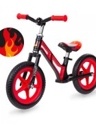 Kidwell Bicicleta copii fara pedale Comet Black Red 12 inch cu cadru din magneziu roti din spuma EVA scaun reglabil pe inaltime 36-44 cm inaltimea copilului 80-120 cm greutatea maxima admisa 35 kg
