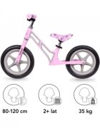 Kidwell Bicicleta copii fara pedale Comet Pink Gray 12 inch cu cadru din magneziu roti din spuma EVA scaun reglabil pe inaltime 36-44 cm inaltimea copilului 80-120 cm greutatea maxima admisa 35 kg