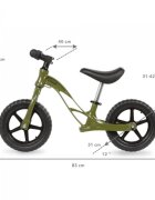 Kidwell Bicicleta copii fara pedale cu cadru din magneziu Rocky Khaki 12 inch cadru din magneziu scaun reglabil pe inaltime 31-42 cm roti cu rulmenti ABEC-9 anvelope mari EVAde la 2 anigreutatea maxima a copilului 35 kg