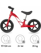 Kidwell Bicicleta copii fara pedale cu cadru din magneziu Rocky Red 12 inch cadru din magneziu scaun reglabil pe inaltime 31-42 cm roti cu rulmenti ABEC-9 anvelope mari EVA de la 2 ani greutatea maxima a copilului 35 kg