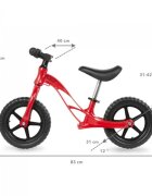 Kidwell Bicicleta copii fara pedale cu cadru din magneziu Rocky Red 12 inch cadru din magneziu scaun reglabil pe inaltime 31-42 cm roti cu rulmenti ABEC-9 anvelope mari EVA de la 2 ani greutatea maxima a copilului 35 kg