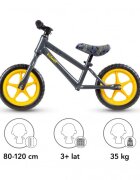 Kidwell Bicicleta copii fara pedale Mundo Dogs 12 inch cu roti din spuma EVA scaun reglabil pe inaltime 34-44 cm de la 3 ani inaltimea recomandata a copilului 80-120 cm