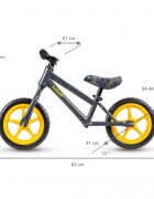 Kidwell Bicicleta copii fara pedale Mundo Dogs 12 inch cu roti din spuma EVA scaun reglabil pe inaltime 34-44 cm de la 3 ani inaltimea recomandata a copilului 80-120 cm