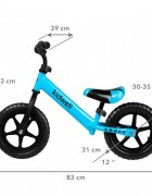 Kidwell Bicicleta copii fara pedale Rebel Blue 12 inch ghidon ajustabil pe inaltime greutate redusa roti spuma EVA scaun reglabil pe inaltime de la 2 ani