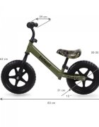 Kidwell Bicicleta copii fara Pedale Rebel Khaki 12 inch ghidon ajustabil pe inaltime greutate redusa roti spuma EVA scaun reglabil pe inaltime de la 2 ani