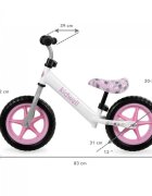 Kidwell Bicicleta copii fara pedale Rebel White Bunny 12 inch ghidon ajustabil pe inaltime greutate redusa roti spuma EVA scaun reglabil pe inaltime de la 2 ani