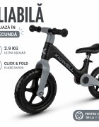 Kidwell Bicicleta de echilibru fara pedale pentru copii pliabila Flex Black ultra usoara 2.9 kg roti EVA 29 cm reglabila 80-120 cm maxim 30 kg