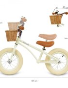 Kidwell Bicicleta de echilibru fara pedale pentru copii Retro Classy Cream stil retro sonerie si cos 3.9 kg roti 12 inch sa reglabila 36-46 cm maxim 35 kg