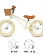Kidwell Bicicleta de echilibru fara pedale pentru copii Retro Classy Cream stil retro sonerie si cos 3.9 kg roti 12 inch sa reglabila 36-46 cm maxim 35 kg
