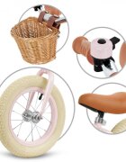 Kidwell Bicicleta de echilibru fara pedale pentru copii Retro Classy Pink stil retro sonerie si cos 3.9 kg roti 12 inch sa reglabila 36-46 cm maxim 35 kg