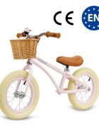 Kidwell Bicicleta de echilibru fara pedale pentru copii Retro Classy Pink stil retro sonerie si cos 3.9 kg roti 12 inch sa reglabila 36-46 cm maxim 35 kg