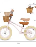 Kidwell Bicicleta de echilibru fara pedale pentru copii Retro Classy Pink stil retro sonerie si cos 3.9 kg roti 12 inch sa reglabila 36-46 cm maxim 35 kg