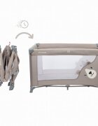 Kidwell Patut pentru copii Blissy 3 in 1 Beige pliabil cu 2 nivele usita cu fermoar roti cu blocare masuta de infasat si organizator