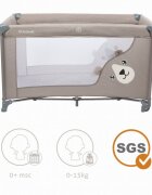 Kidwell Patut pentru copii Blissy 3 in 1 Beige pliabil cu 2 nivele usita cu fermoar roti cu blocare masuta de infasat si organizator