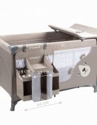 Kidwell Patut pentru copii Blissy 3 in 1 Beige pliabil cu 2 nivele usita cu fermoar roti cu blocare masuta de infasat si organizator