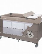 Kidwell Patut pentru copii Blissy 3 in 1 Beige pliabil cu 2 nivele usita cu fermoar roti cu blocare masuta de infasat si organizator