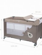 Kidwell Patut pentru copii Blissy 3 in 1 Beige pliabil cu 2 nivele usita cu fermoar roti cu blocare masuta de infasat si organizator