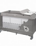 Kidwell Patut pentru copii Blissy 3 in 1 Gray pliabil cu 2 nivele usita cu fermoar roti cu blocare masuta de infasat si organizator