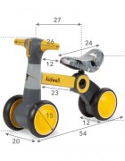 Kidwell Ride-On pentru copii fara pedale Petito Dino varsta 1-3 ani greutatea maxima a copilului 20 kg roti din spuma EVA sa conturata moale din piele ecologica
